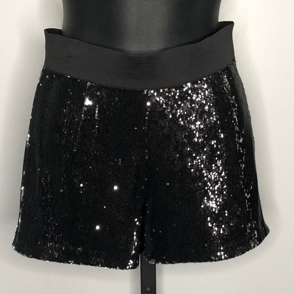 NWT La Rok Luce Black Sequin Mini Shorts Size XS
